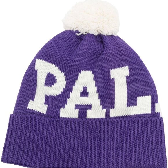 Palm Angels Purple & White Pom-Pon Beanie Hat - Italy - NWT - Picture 1 of 5